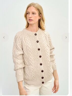 Blarney Woollen Mills Cable-Knit 100% Wool Cardigan , size M/L